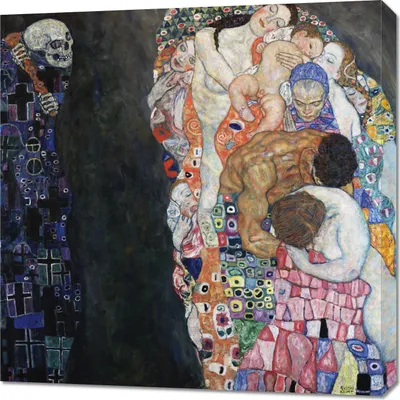 Immagine prodotto di Quadro 70x70 cm Morte e Vita, Gustav Klimt Vintage per il salotto