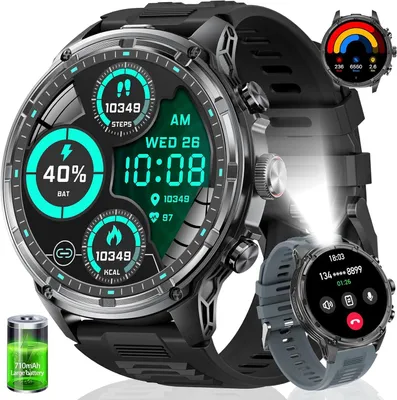 Produktbild von Herren Smartwatch mit Telefonfunktion 1.85" HD Display 710 mAh Akku Taschenlampe 5ATM wasserdicht 120+ Sportmodi Fitness & Gesundheitsuhr