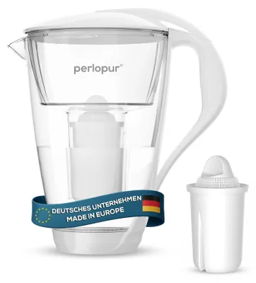 Glas-Wasserfilter 2 l, weiß, inkl. 1 Filterpatrone, für Brita Classic