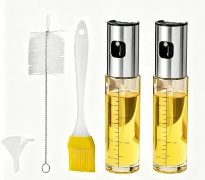 Produktbild von 2er Ölsprüher für Speiseöl,100 ML Öl Sprühflasche aus Edelstahl, Ölsprüher zum Kochen für Salat, Grillen, Backen in der Küche