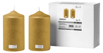 Produktbild von CANDLE 2er Set Stumpenkerzen - gold - Paraffin - H. 15cm x B. 8cm