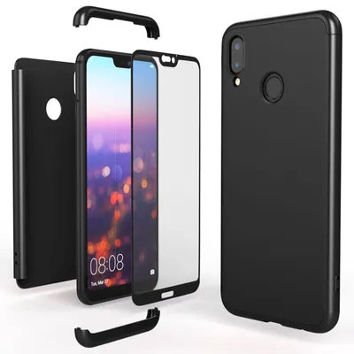 Produktbild von Huawei P20 Lite Hülle 360 Grad Handyhülle mit Displayschutz von NALIA, 360° Cover Schwarz