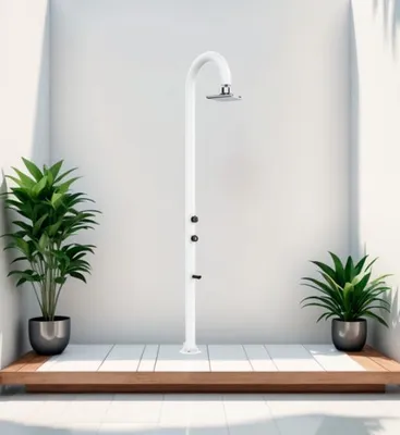 Immagine prodotto di Sined | Doccia da esterno Luna - 233 Cm - Bianco - Con termometro e led - Alluminio di alta qualità