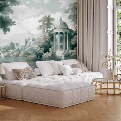 Produktbild von Selbstklebende Folie Fototapete - View of the Park and Lake Retro Vintage Landscape in Greens 245x175 cm Landschaften c-H-10046-a-a