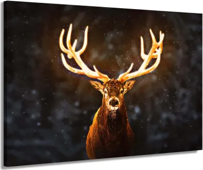 Produktbild von Leinwandbild Wandbild Hirsch Let It Snow: 160x120x4cm