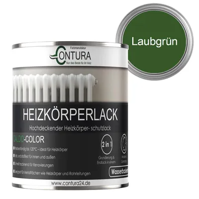 Produktbild von Contura 750ml Heizkörperlack Glänzend Heizungslack Heizkörperfarbe Heizung Farbe Radiator Metalllack - Laubgrün RAL 6002