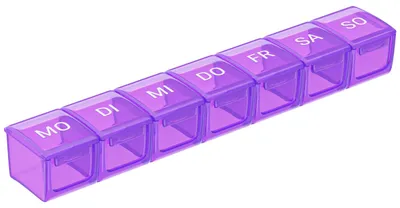 Produktbild von WELLGRO Tablettenbox für 7 Tage - Pillendose 1 Fach pro Tag - Klappdeckel mit Druckverschluss - Material BPA-freier Kunststoff