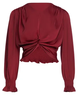 Produktbild von Rote Satin-Bluse XXS mit V-Ausschnitt aus der Festtagskollektion