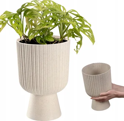 Produktbild von KADAX Blumentopf in Kelchform "Golem Eco", aus Kunststoff, Pflanzgefäß, Pflanzschale, 18 cm, Weiß