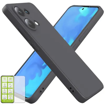 Image de Étui en silicone H9 pour Xiaomi Poco M6 Pro 4G / Redmi Note 13 Pro 4G, coque de protection en verre, noir