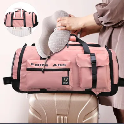 Produktbild von Große Sporttasche 65l blau mit Schuhfach und Nasszelle für Reisen und Fitness
