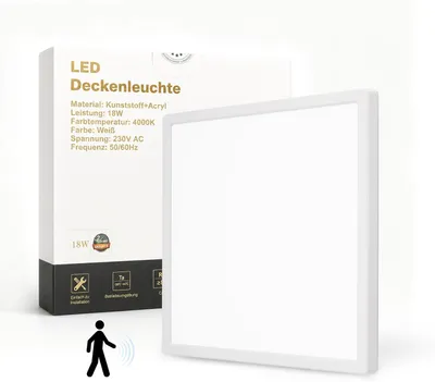 Obrázok produktu pre Stropné svietidlo ZMH LED s pohybovým senzorom, interiérové, 18 W, ploché, 4000 K, radar detekujúci nehybné osoby, vhodné do chodby, kúpeľne, na schody, do pivnice a na balkón, priemer 29 cm