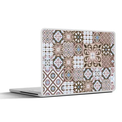 Produktbild von MuchoWow® Laptop Aufkleber Sticker Cover Muster - Vintage - Braun - Blumen - Formen 40x30 cm - Laptop Dekoration - Selbstklebend