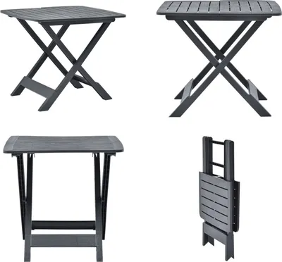 Produktbild von vidaXL Gartentisch Klappbar Anthrazit 79 x 72 x 70 cm Kunststoff - Tisch - Tische - Bistrotisch - Bistrotische