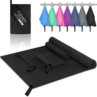 Obrázok produktu pre Sada 3 Mikrovláknových Uterákov, rýchloschnúce, 180x90 cm, 80x40 cm, 50x30 cm, pre Kempovanie