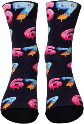 Produktbild von 67 Meme Socks, Lustige Italian Brainrot 67 Jumper Kids Meme Six Seven Design Socken Jungen 35-38, Bunte Socken Kinder Steal a Brainrot 67 Socks