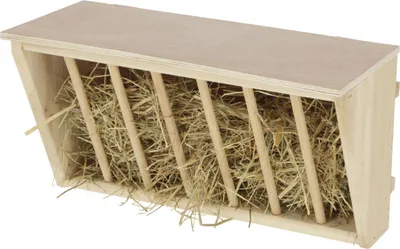 Produktbild von Kerbl Holz-Heuraufe mit Sitzbrett - 37x17x20 cm