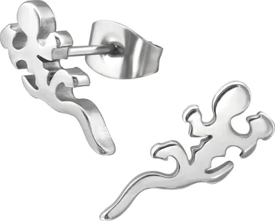 Produktbild von Ohrringe Ohrstecker 316L Chirurgenstahl mit Eidechse in silber oder schwarz Farbe - Silber