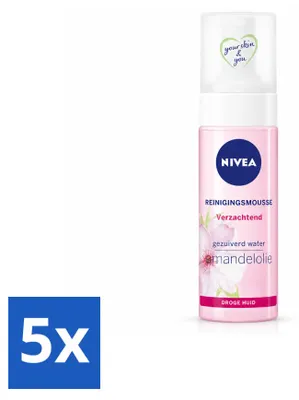 Productafbeelding van 5 x NIVEA Essentials Kalmerende Reinigingsmousse - voor droge en gevoelige huid - 150 ml - Voordeelverpakking - 5 stuks