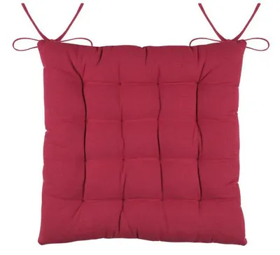 Produktbild von STOF Stuhlkissen Sitzkissen Stuhlauflage Baumwolle mit Bändern Gesteppt rot 38x38 cm