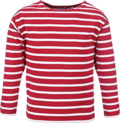 Produktbild von modAS Bretonisches Shirt für Kinder - Longsleeve Pullover Langarm Shirt mit Streifen Mädchen Jungen aus Baumwolle in Rot/Weiß Größe 116
