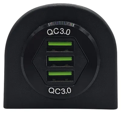 Produktbild von ProRide USB-Autolader, 3 Ports, QC3.0 18W, 1-fach Aufbau, 12V, IP54