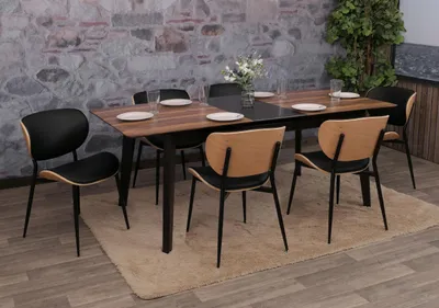 Image de lot de 6 chaises de salle à manger HWC-O45, chaise, bois courbé similicuir 280g/m² Öko-Tex ~ naturel, noir