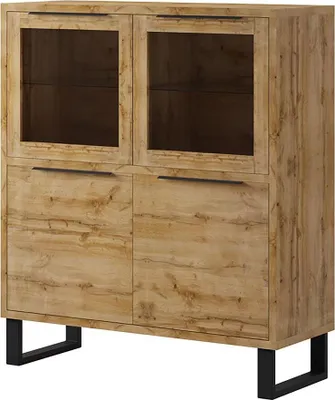 Zdjęcie produktu dla Witryna HALLE 42 Szeroka 120 cm Niska Nowoczesna Do Salonu Styl LOFT Helvetia 24N0HK42 Dąb Wotan
