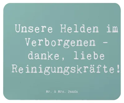 Produktbild von Mr. & Mrs. Panda Mouse Pad Spruch Reinigungskraft Helden - Meeresbrise - Geschenk, besondere Momente, Hygienearbeit, Reinigungskräfte, mauspad pc, mausunterlage, Liebe