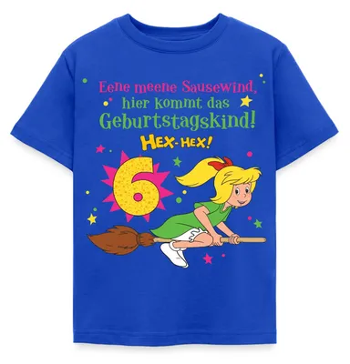 Produktbild von Spreadshirt Bibi Blocksberg Geburtstagsdesign 6 Jahre Kinder T-Shirt, 122/128 (7-8 Jahre), Royalblau