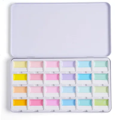 Productafbeelding van Aquarelverfset met 24 pastelkleuren in macaron-stijl - Premium dekkende waterverf voor illustratie - Journaling en creatieve projecten