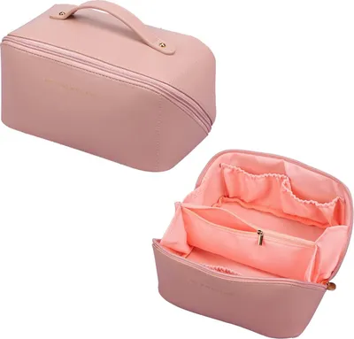 Produktbild von Tragbare Kosmetiktasche - Wasserabweisende Kulturtasche für Frauen - Große rosa Reisewaschtasche
