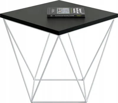 Productafbeelding van Draadklem koffietafel, vierkant, industriële loftstijl, wit + zwart, MiniPearl