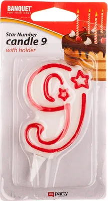 Zdjęcie produktu dla Svíčka urodzinowa 9, 7x4,5 cm, MY PARTY