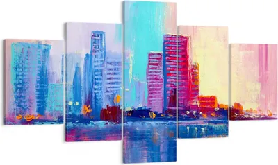 Produktbild von Bild auf Leinwand - Leinwandbild - Stadt Haus Straße - 125x70cm - Wand Bild - Wanddeko - Wandbilder - Leinwanddruck - Bilder - Kunstdruck - Wanddekoration - Leinwand bilder - Wandkunst - EA125x70-4023