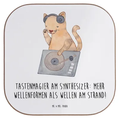 Produktbild von Mr. & Mrs. Panda Untersetzer Synthesizer Magie - Weiß - Geschenk, Musik, gläseruntersetzer, Glas, Coaster, Musikproduktion, Lernen, Musiker, Tischschoner, Wellenformen