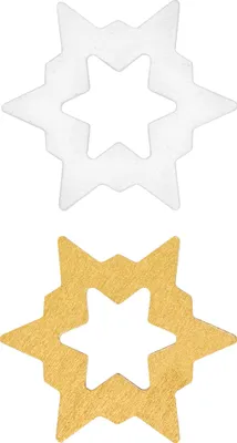 Zdjęcie produktu dla Konfetti w kształcie gwiazdek z drewna, dekoracja świąteczna na stół, 8 sztuk, biało-złote, wymiary: 5 x 4,4 cm