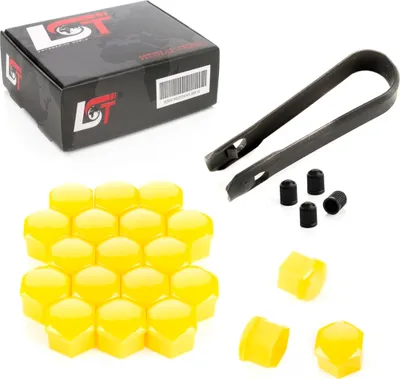 Produktbild von 20x Radschrauben Abdeckkappen Set 17 mm gelb Glanz für SAAB VOLVO OPEL VAUXHALL