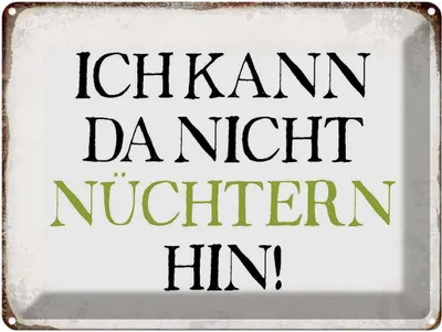 Produktbild von vianmo Blechschild 30x40 cm ich kann da nicht nüchtern hin Spruch Zitat