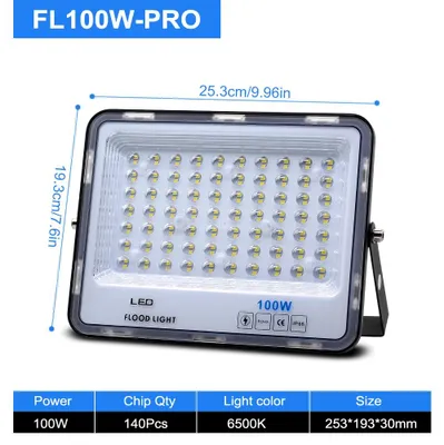 Produktbild von LED Flutlichtstrahler - 100W PRO Außenstrahler - 2835 LED Chip - 180° Abstrahlwinkel - IP66 Wasserdicht - 220V AC Aluminiumgehäuse