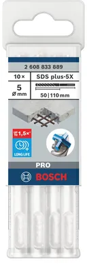 Zdjęcie produktu dla Wiertarka udarowa PRO SDS plus-5X, 5 x 50 x 110 mm, 10 szt.