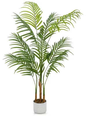 Obrázok produktu pre Umelá palma Areca – tropická palma – 120 cm – vyrobená z polyetylénu (PE) – štýl bonsaj – vrátane kvetináča – určená na podlahu – pre vnútorné použitie