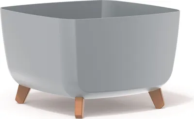 Image de Prosperplast Gracia Square Pot de fleurs avec pieds amovibles incl. insert pour l'intérieur et l'extérieur Pot de plantes carré en plastique résistant aux UV 39x39x27cm Gris clair
