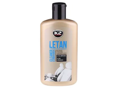 A bottle of K2 LETAN cleaner and conditioner for leather.