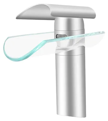 Productafbeelding van Wasbakarmatuur, watervaldesign, eenvoudige installatie, lichtgrijs