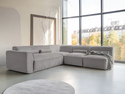 Produktbild von MIUFORM Flex Felix Modulares 6-Sitzer Ecksofa MIUFORM Flex Felix Modulares Ecksofa L-FORM RECHTS - 265 x 248 cm - Grau - Sofa Couch