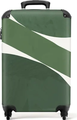 Obrázek produktu pro NoBoringSuitcases.com® Kufr Příruční zavazadlo Trolley Rolling suitcase Malý cestovní kufr na 4 kolečkách - Abstract - Green - Shapes - White - Cabin Size < 55x40x23 cm & 55x40x20 cm - Foto kufr - Cabin suitcase - Board luggagePříruční zavazadlo Kufr 55x35x20 cm, 36L,
