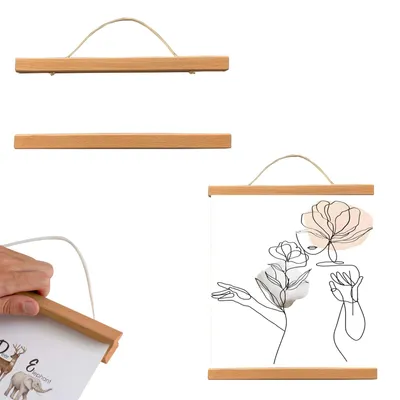 Magnetische Bilderleiste, 2 Stück, Holz, 31 cm, Teak