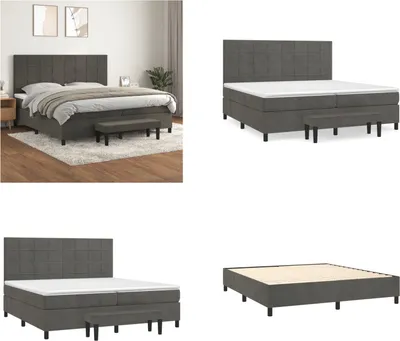 Zdjęcie produktu dla vidaXL Łóżko Boxspring z materacem ciemnoszary 200x200 cm aksamit - Łóżko Boxspring - Boxspringbetten - Bett - Schlafzimmermöbel