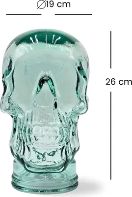 Produktbild von Glas KOPFHÖRERSTÄNDER TOTENKOPF| 26cm Glaskopf Skulptur | Farbe: T01 klar